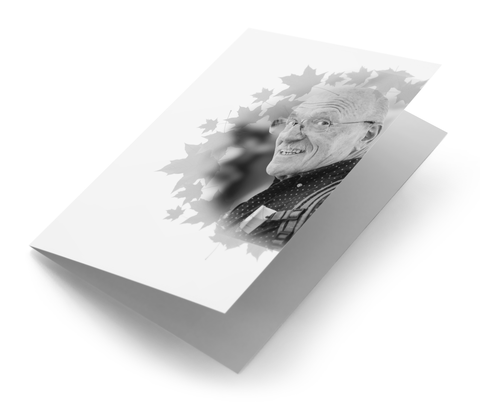 Fotokaart zwart wit met bladeren