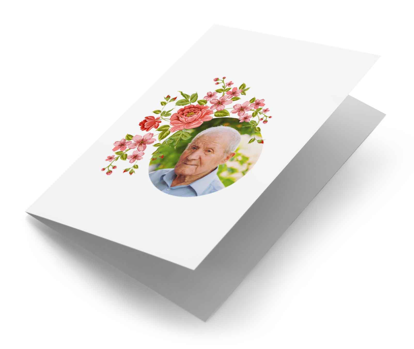 Fotokaart rond rode bloemen