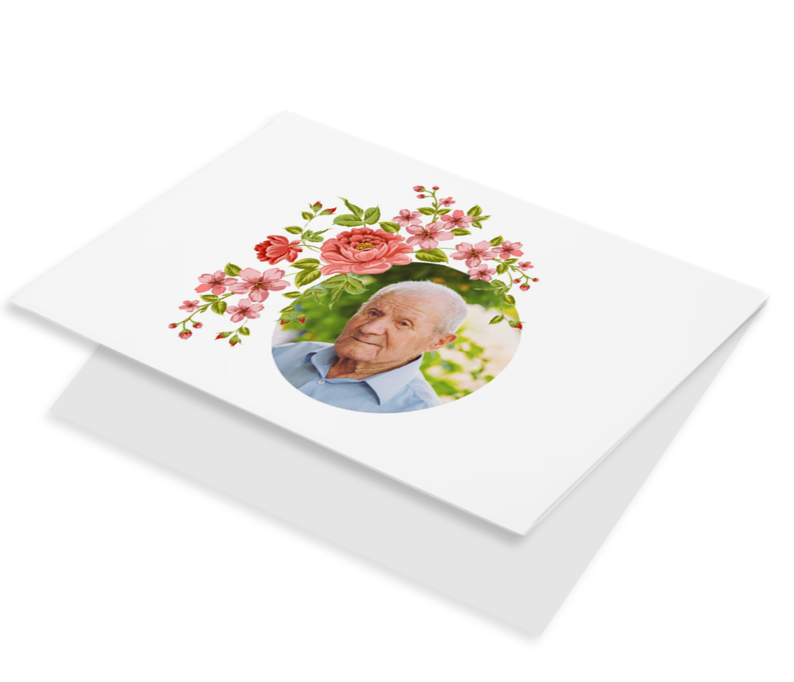 Fotokaart rond rode bloemen