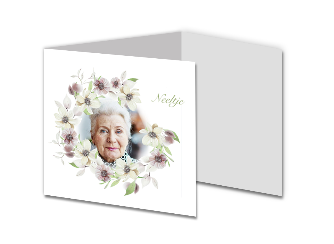 Fotokaart met bloemenkrans